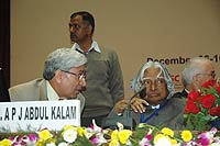 Chief Guest Dr. APJ Abdul Kalam, H.E. Former President of India, Dr. Kamal Kant Dwivedi (Adviser & Head, National Council for S&T Communication, DST, Govt. of India) and Mr. Toss Gascoigne (President, PCST Network) at the inaugural fucnction of 11th PCST-2010 on December 7, 2010